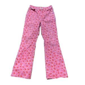 BDG Pink Floral Flare Jeans